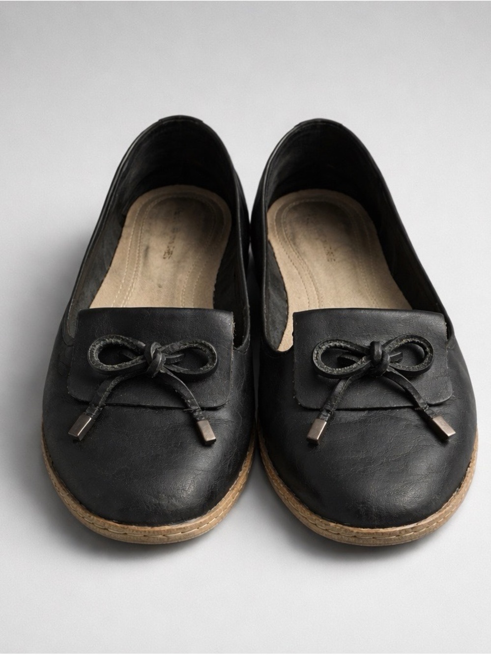 Hush Puppies Black Bow-Trim Slip-On Loafers